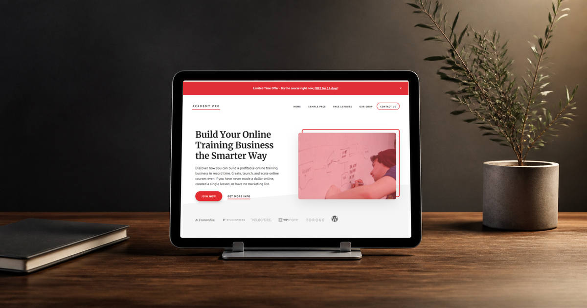 academy pro wordpress theme layout and design preview
