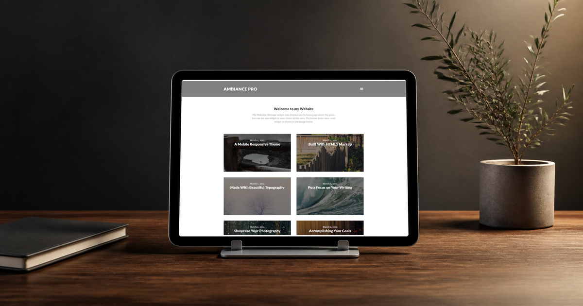 ambiance pro wordpress theme layout and design preview