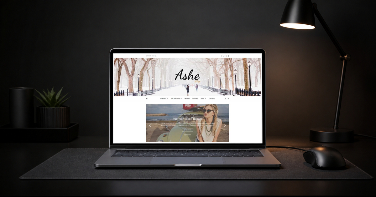 ashe blog wordpress theme layout and design preview