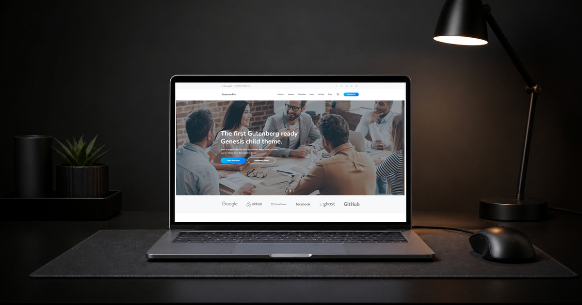 corporate pro wordpress theme layout and design preview