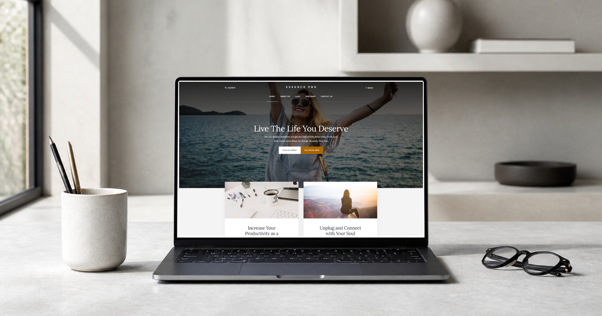 essence pro wordpress theme layout and design preview