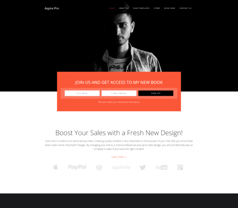 aspire pro wordpress theme website preview