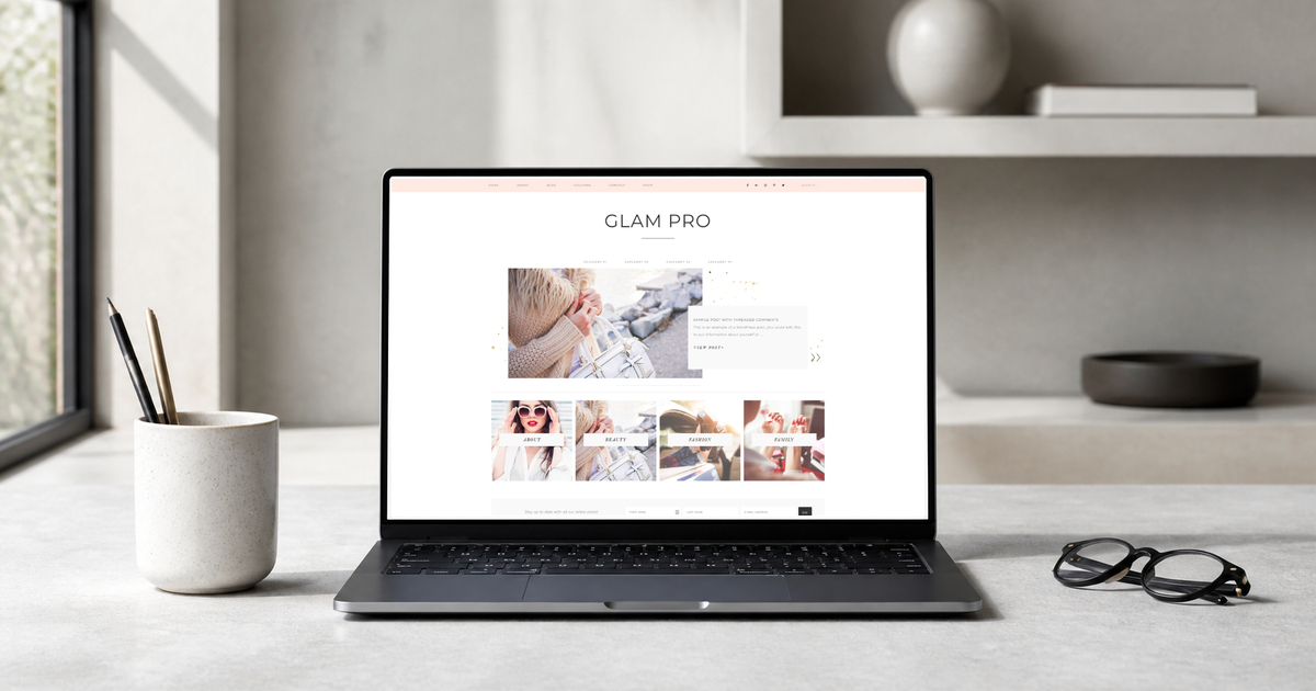 glam pro wordpress theme layout and design preview