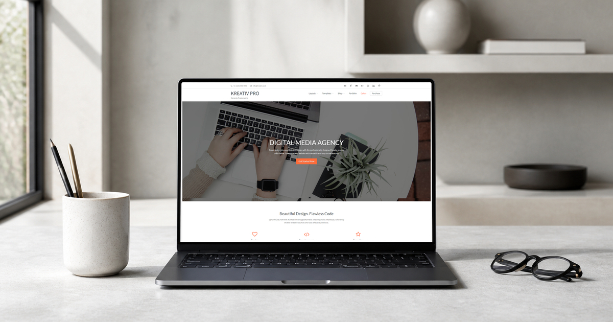 kreativ pro wordpress theme layout and design preview