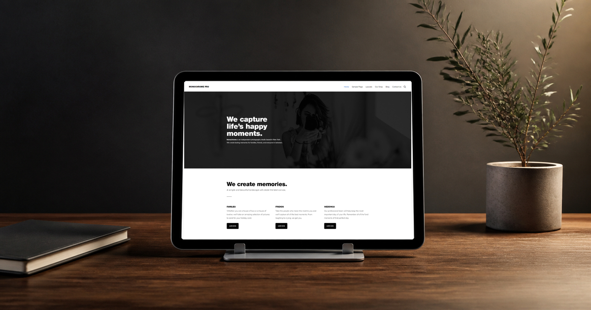monochrome pro wordpress theme layout and design preview