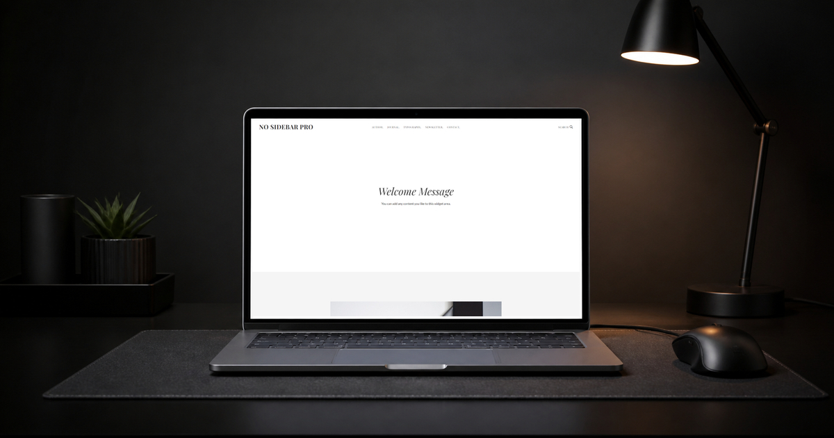 no sidebar pro wordpress theme layout and design preview