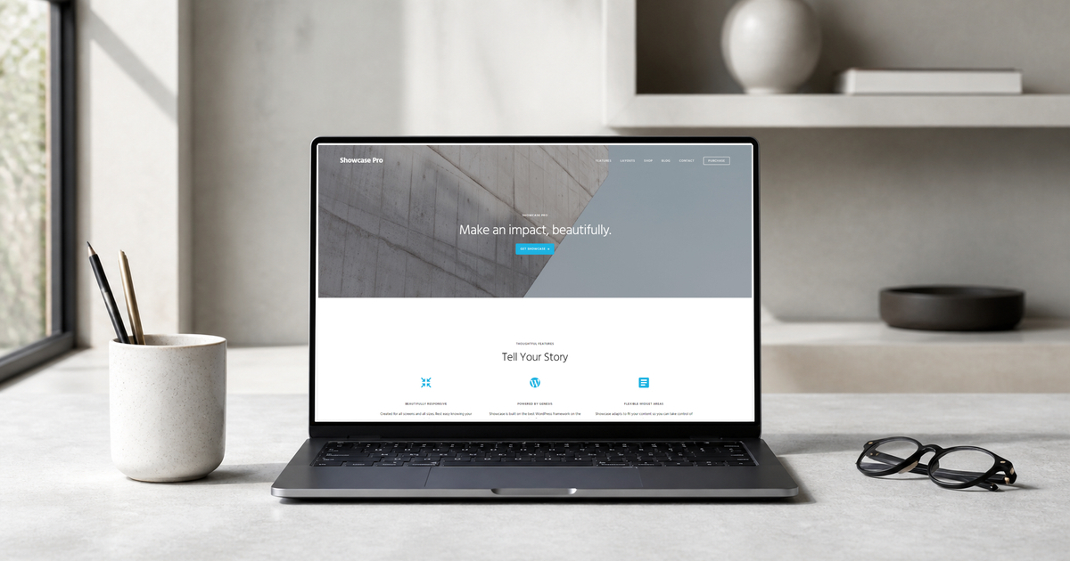 showcase pro wordpress theme layout and design preview