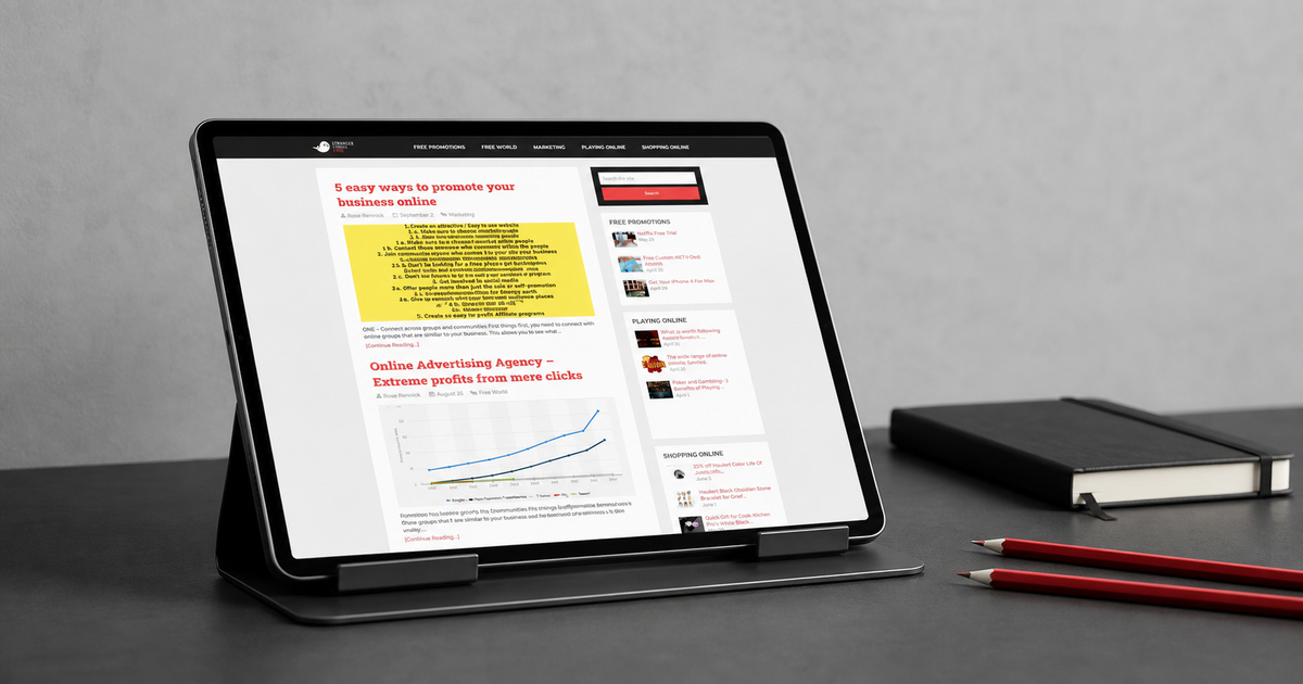 strangerthingsfree affiliate marketing website design and editorial promotions tablet